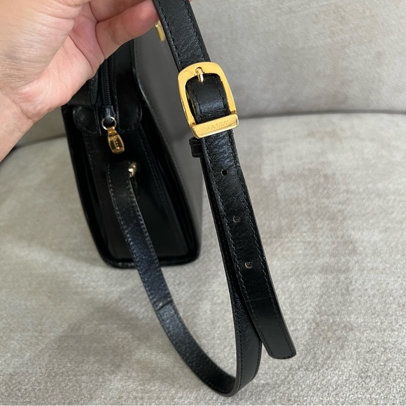 VTG Bally Structured Hex Black Leather Shoulder Bag Crossbody with Gold Hardware - Picture 14 of 16